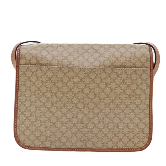 CELINE Macadam Canvas Shoulder Bag Beige Brown Gold - Picture 3 of 12